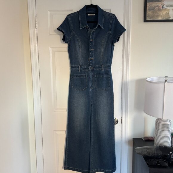 ROLLA'S Sailor Dark Wash Short Sleeve Jumpsuit - Blue Denim - Picture 4 of 5